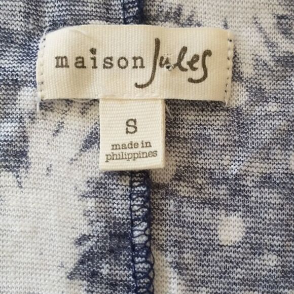 Linen Pineapple Top T Shirt Pullover Small Raw Neckline Navy Blue White Novelty. - Picture 9 of 14